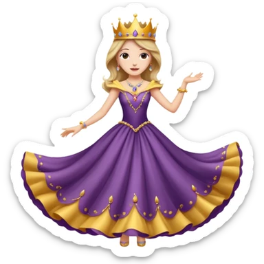 Fancy lady dancing with a crown sticker