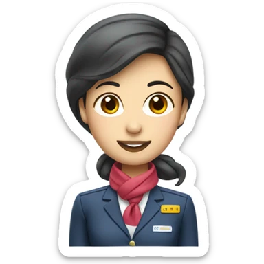 Asian flight attendant with scarf sticker