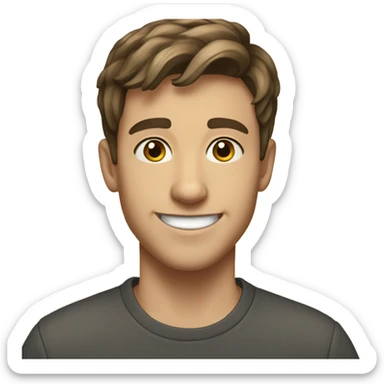 caucassian young man with short brown hair smiles  sticker