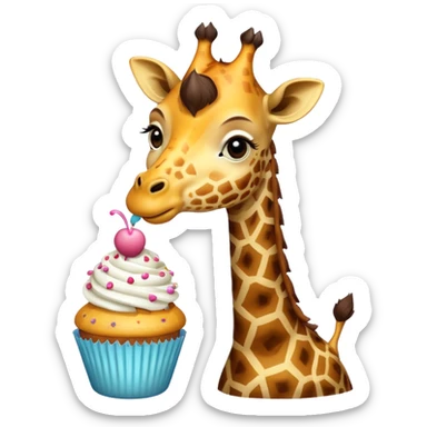 giraffe with cupcake sticker