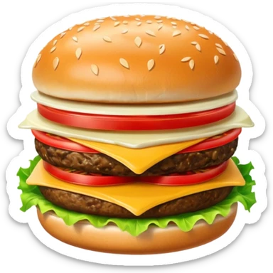 cheeseburger with ketchup, onion, tomato, lettuce, and mayo sticker