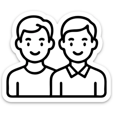 asian gay couple, outlined icon style minimalistic line art sticker