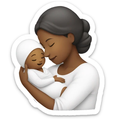 mother white hugging newborn son white icon sticker