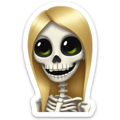 skeleton doing a sassy hair flip  sticker