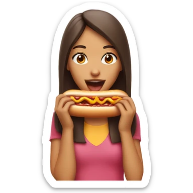 girl eating a hotdog  sticker
