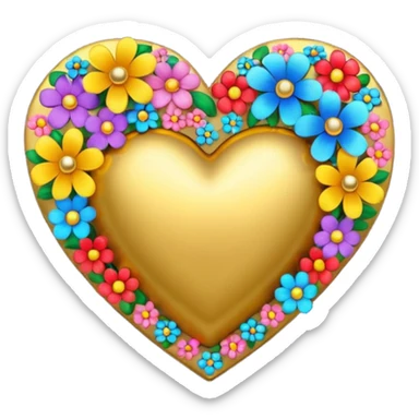 a golden heart studded with flowers sticker