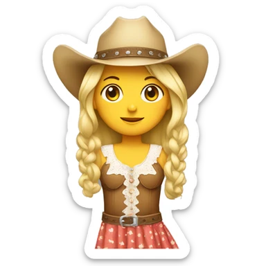 blonde girl wearing a cowgirl hat with a sun dress on. sticker