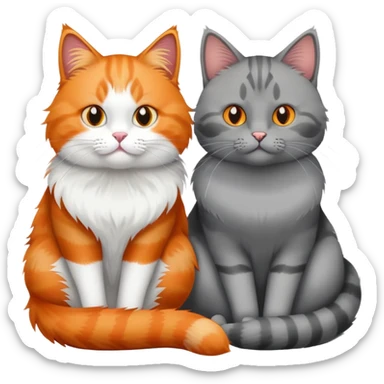 Orange cat and gray cat yin and yang  sticker