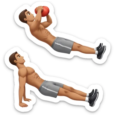 side-view of guy doing decline abdominal Crunches with sixpack sticker