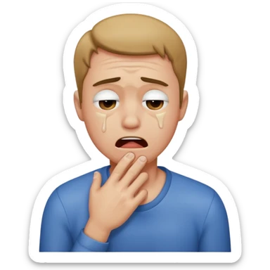 Guy choking himself and crying  sticker
