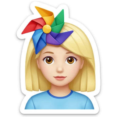 Girl with pinwheel hair clip sticker