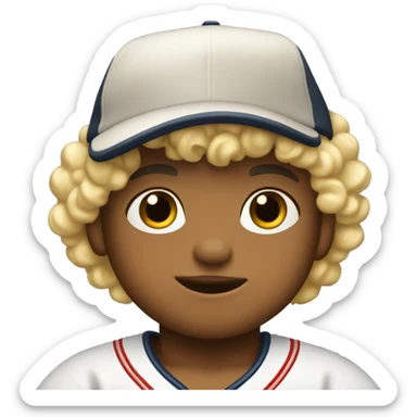 Blond Baby dude with curly hair and baseball cap sticker