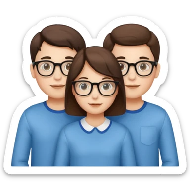 Triplets, one girl, two boys with glasses sticker