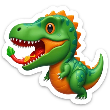 Dinosaur eating a Swedish fish sticker
