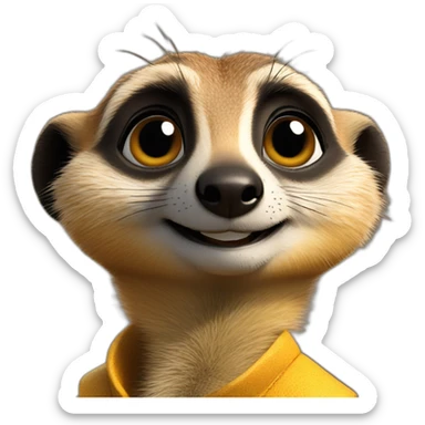 A meerkat a sign that has “Happy Birthday Priya” sticker