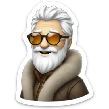 cool Father Frost in sunglasses glasses in a fur coat sticker
