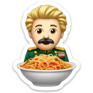 Dictator eating spaghetti prepared by his chef sticker