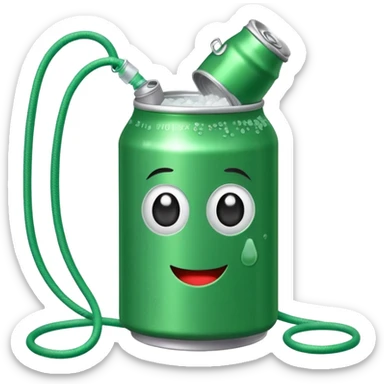 Green Soda can on leash of Salt Jug sticker