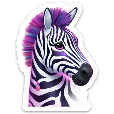 Lisa frank zebra with glitter rainbow stripes sticker