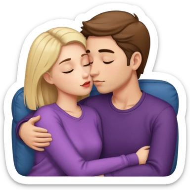 Man and woman kissing on couch sticker