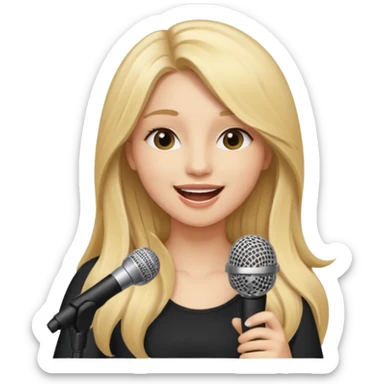 Singer Young woman – long blonde hair, around 20s,  singing into mic sticker