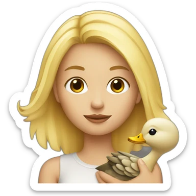 Blonde girl with duck sticker