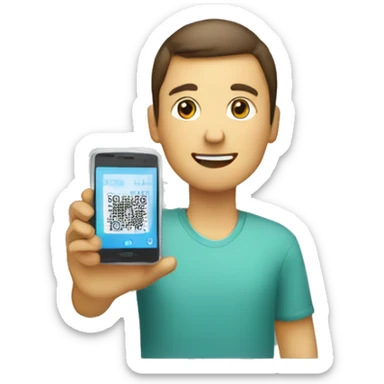 person using a phone to scan a code sticker