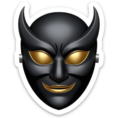 Minimal emoji, gothic mask forged from matte black leather, emotionless expression, smooth heavy surface, subtle metallic texture, deep shadows, no glow, no neon, flat emoji style, centered sticker