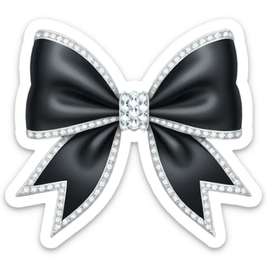 black sparkling bow with diamonds sticker