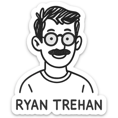 Ryan Trehan, minimalistic, black and white, clean lines sticker