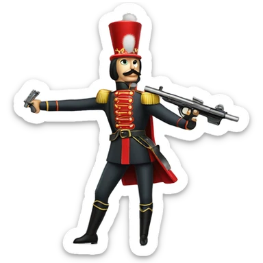 Nutcracker with a gun sticker