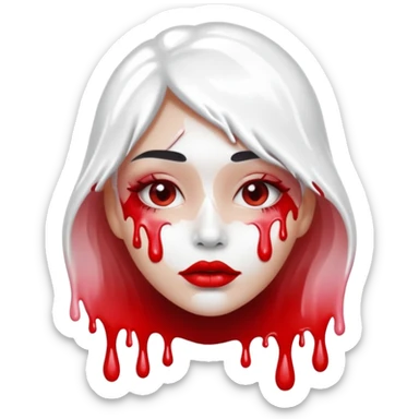 White paint dripping from red ombre glossy lips sticker