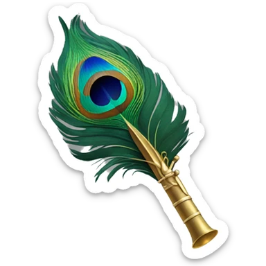 Peacock feather attached to flute sticker