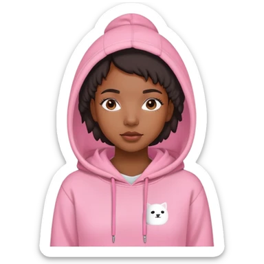 black girl wearing pink glossier hoodie sticker