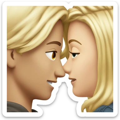 kissing boy brown hair and girl blond hair sticker