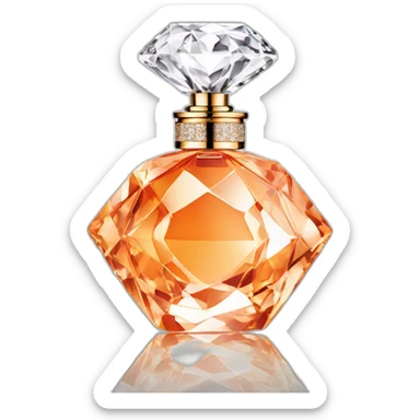 Iconic Luxury Diamond Cut Crystal Fragrance Bottle Orange Tint sticker
