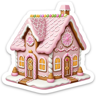 light pink and gold and white gingerbread house sticker
