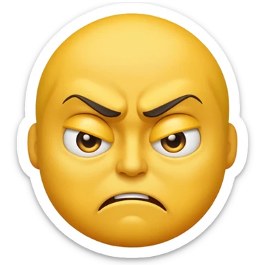 mad yellow emoji face, scowling, furious sticker