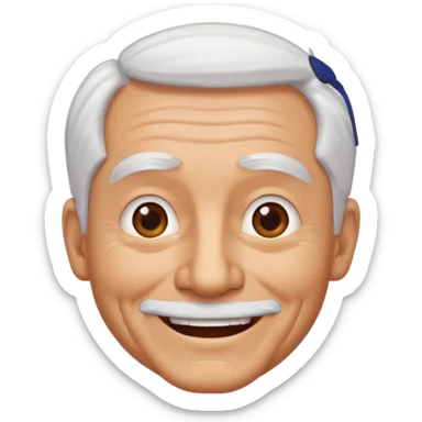 Illustrated emoji of an old man, white hair, no beard, dark eyes, tanned skin  sticker