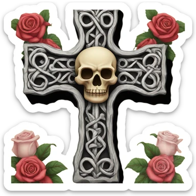 A cross with roses and skull  sticker