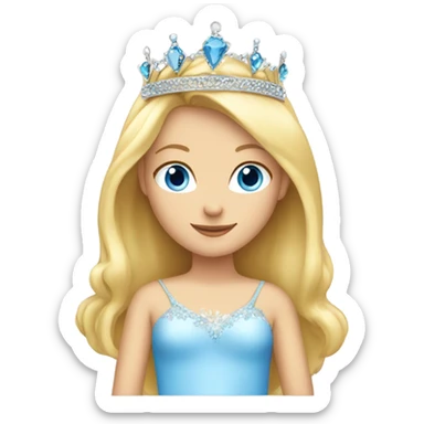 Blond girl blue eyes tiara sticker