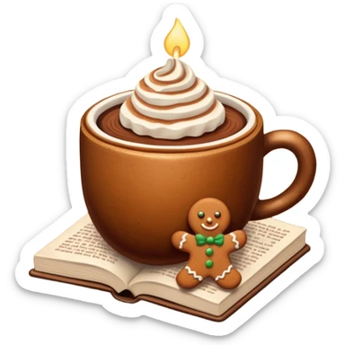 Book & cocoa with gingerbread sticker