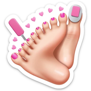 toes with nail file, pedicure sticker