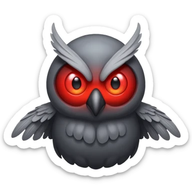 Create a scary emoji of the mothman with bright red eyes and as depicted in the legend sticker