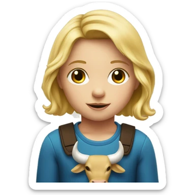 A little blonde child with a bull cut sticker