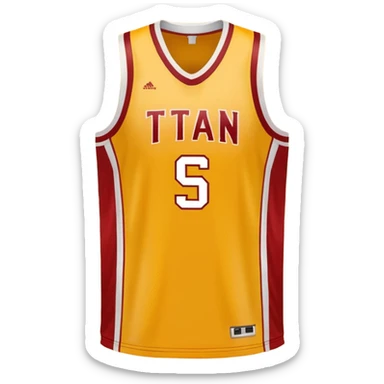 red, yellow, white titan basketball jersey sticker