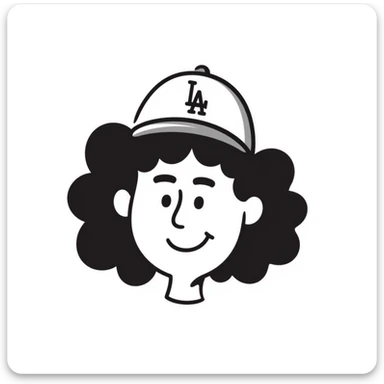 hand-drawn Mexican person in LA Dodgers hat sticker