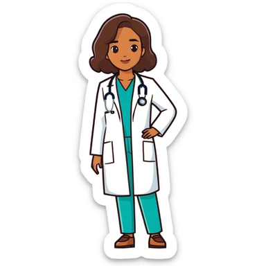 Pretty brown woman with doctor  sticker