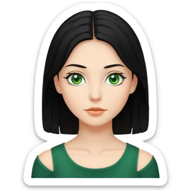 Yeşil gözlü siyah  omuz hizasında saçlı kadın sticker