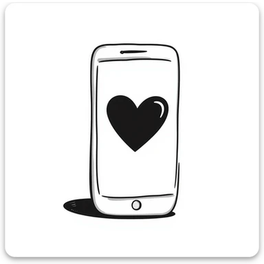 smartphone with a big heart sticker